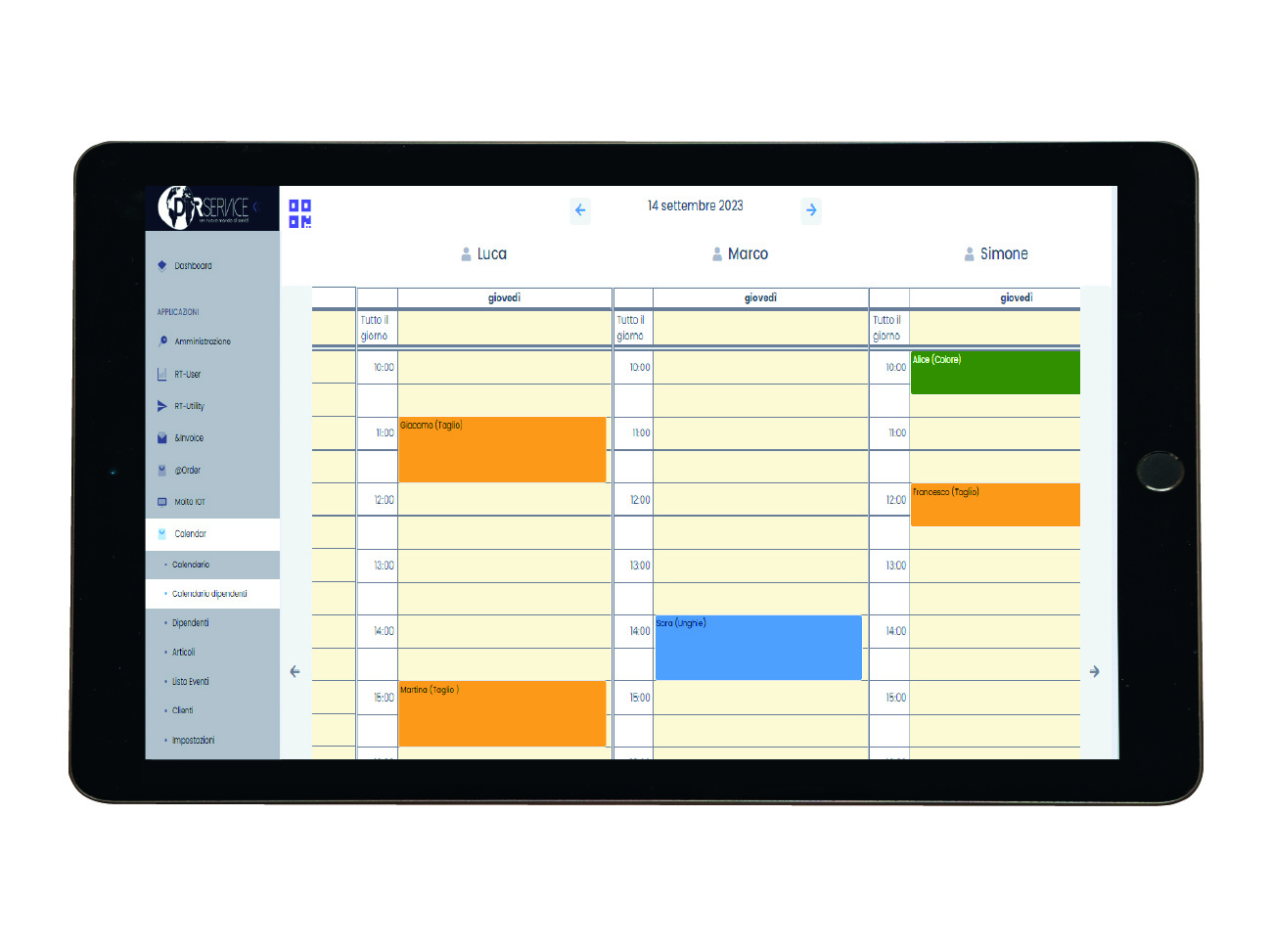 MoitoIOT gestionale modulo calendar 